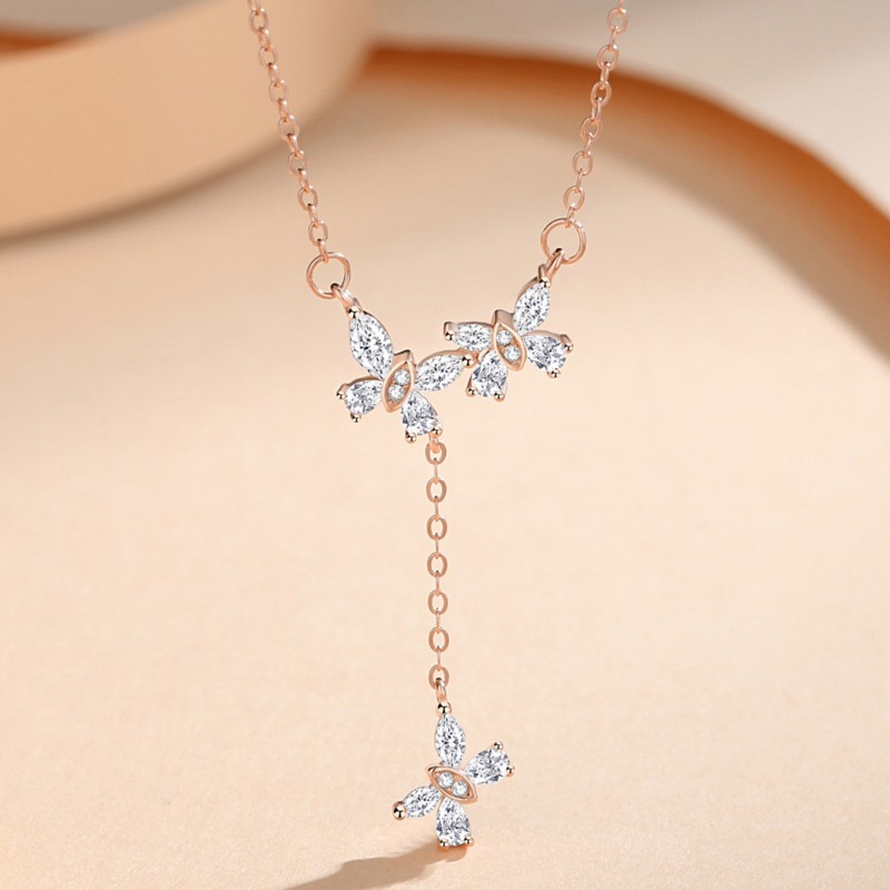 Butterfly Necklace Set with Zircon Diamonds